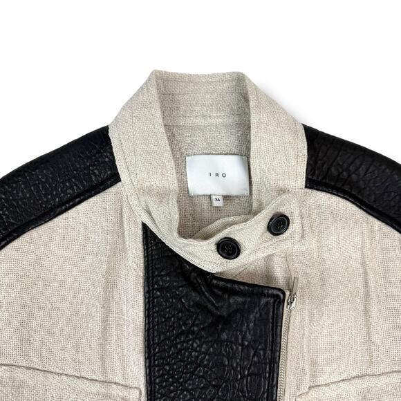 IRO linen and lamb leather industrial jacket - Picture 6 of 16